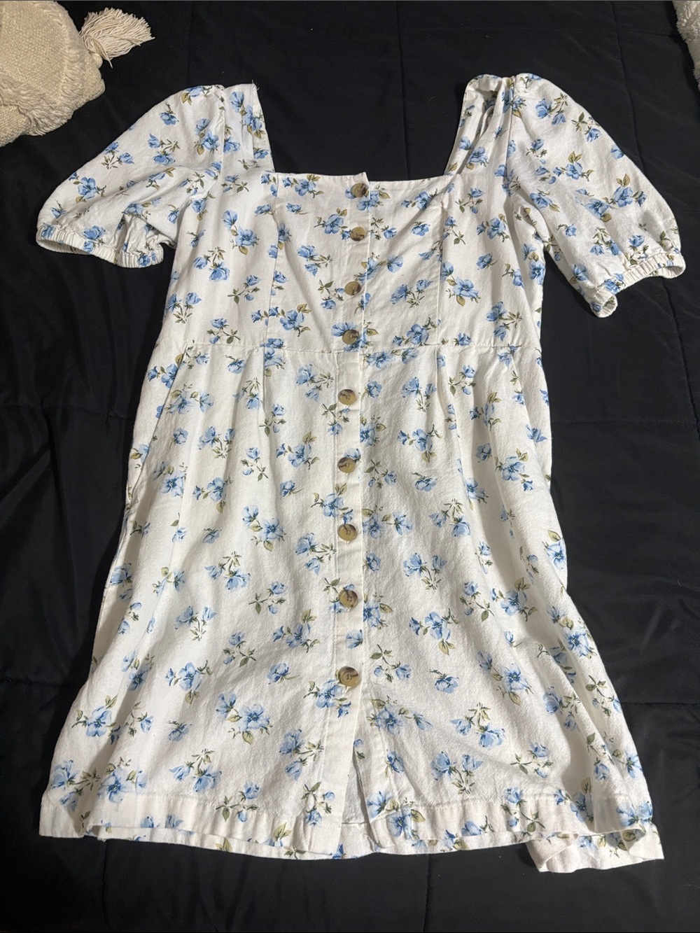 Old Navy White Dress with Blue Floral Print